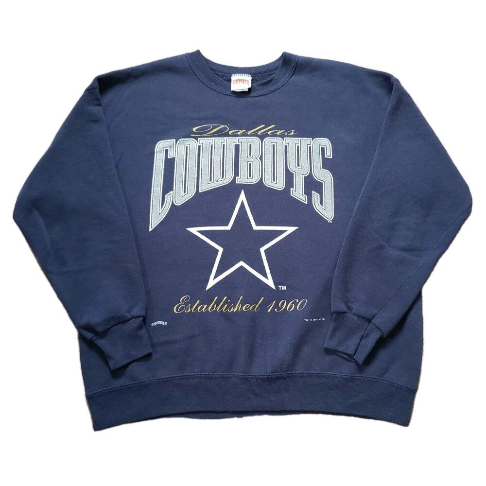 Vintage 90s Nutmeg Mills Dallas Cowboys Sz XL USA Made Mens Blue Sweatshirt